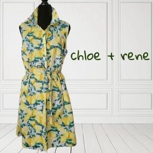 Chloe + Rene Yellow Floral Sleeveless Tie-Waist Mini Dress